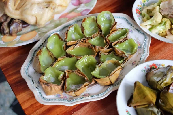 Yapışkan Pirinç Keki Veya Nian Gao Ödeme Saygı Atası Çin — Stok fotoğraf