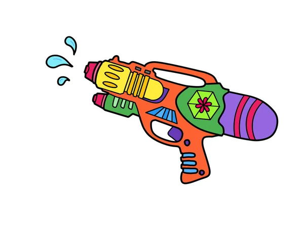 design for summer: Colorful water gun isolated on white background with clipping path for quick and easy design, Hand drawn.
