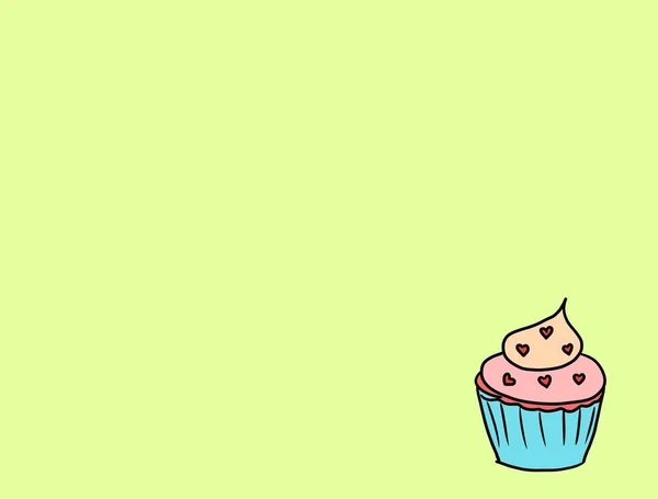 Hand Getekende Cupcakes Kleur Achtergrond Zoete Bakkerij Gebruikt Voor Desktop — Stockfoto