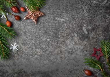 Taze çam ve yıldızlar Noel arka plan