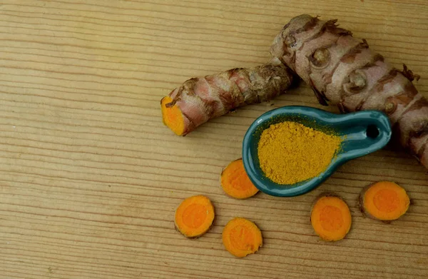 Curcuma Polvere Radice Spezie Bio Organico — Foto Stock