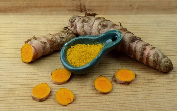 Turmeric Powder Root Spice Bio Organic — Stock Photo, Image