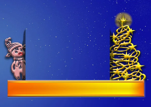 Mavi Noel kartı. Noel ve yeni yıl çizim