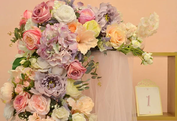 Nahaufnahme Blumen Bunte Blumen Blumen Hintergrund Blumenstrauß Strauß Von Hochzeit — Stockfoto