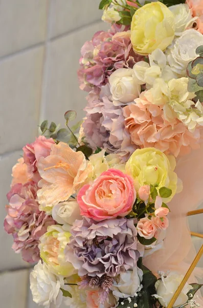 Nahaufnahme Blumen Bunte Blumen Blumen Hintergrund Blumenstrauß Strauß Von Hochzeit — Stockfoto