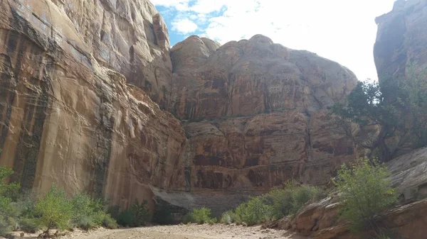 Skalní Stěna Uvnitř Stezka Malého Divokého Koně Bell Canyon Utahu — Stock fotografie