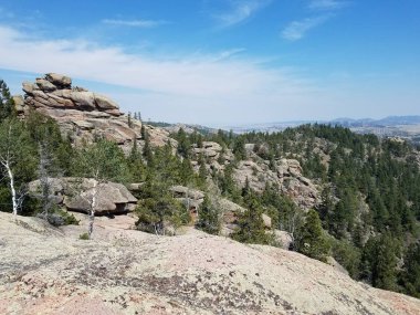 Mountain view Ponderosa'yı pines Wyoming bakan