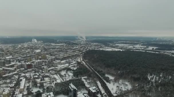 Vista Aérea Sobre Inverno Cidade — Vídeo de Stock