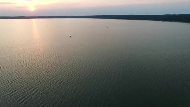 Vol Dessus Lac Coucher Soleil — Video