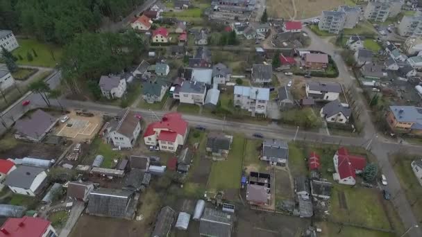 Flight Upwards Small Town Forest — Stock Video