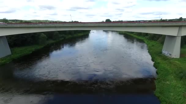 Vlucht Onder Brug River — Stockvideo