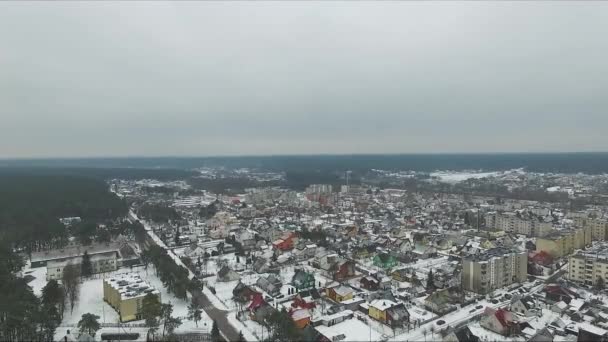 Panorama Sobre Pequeña Ciudad Invierno — Vídeos de Stock