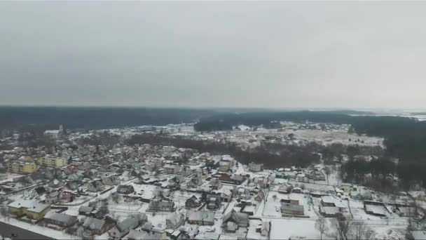 Panorama Über Kleinstadt Winter Mit Rotation — Stockvideo