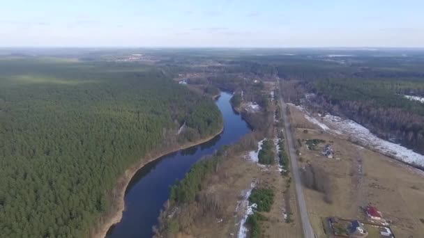 Panorama Małe Miasto Rzeką — Wideo stockowe