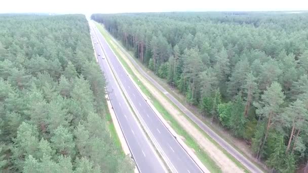 Panoraama Moottoritien Yläpuolella Lähellä Metsää — kuvapankkivideo