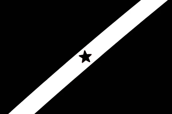 Black star on the white strip — Stock Photo, Image