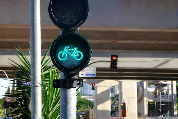 Luz Verde Para Carril Bici Semáforo Fotos de stock libres de derechos