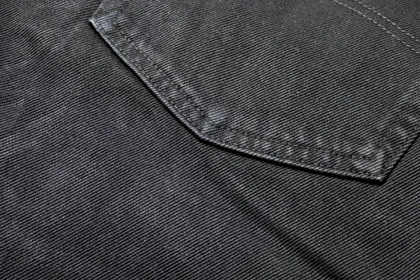 closeup texture of back pocket black denim jeans
