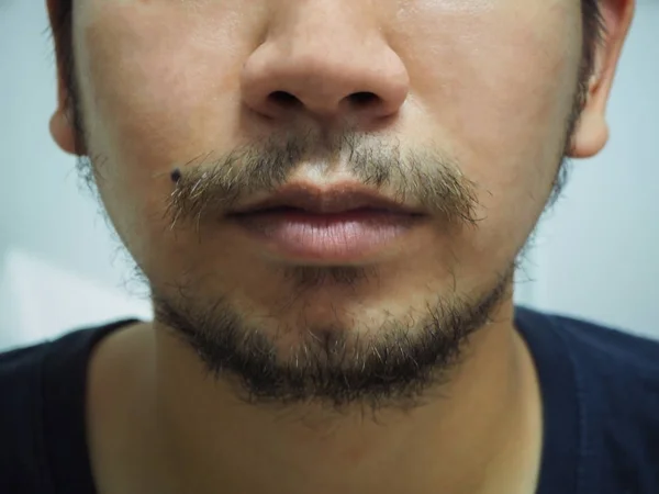 密切细节的男性嘴有胡子和胡子 — 图库照片