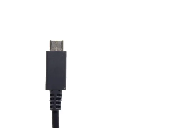Black usb type C wire on isolated white background — Stock Photo, Image