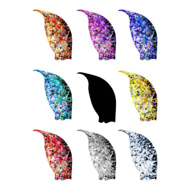 Dekorasyon için düşük poli tarzında beyaz arka plan görüntü. Bir penguen izole siluet.