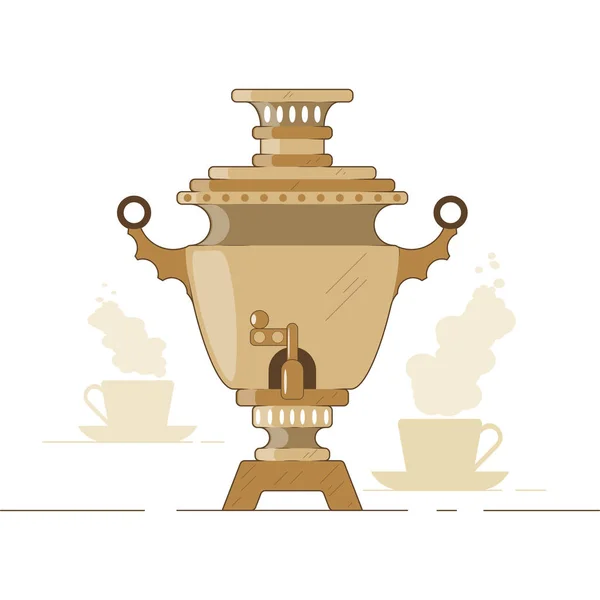 Векторні Ілюстрації Російська Національна Самовар Чаю Waterboiler Чайник Чайник — стоковий вектор