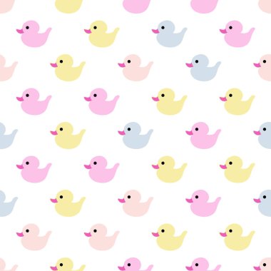 Çocuk Dikişsiz desen tasarım. Vektör arka plan. Lastik ördek.