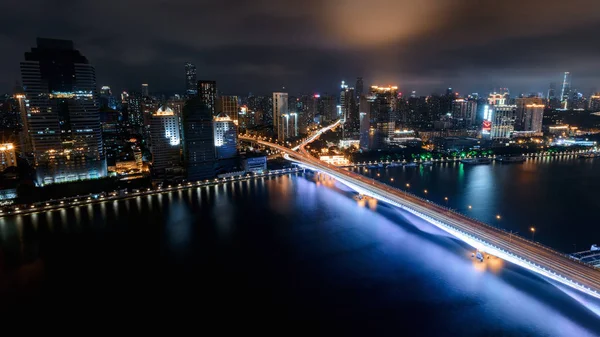 China Bridge Illuminated City Night Guangzhou Guangdong Province — Stock Photo, Image