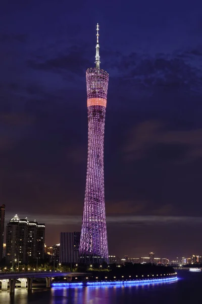 Guangzhou Canton Tower Officiellement Guangzhou Astronomical Sightseeing Tower Vue Nuit — Photo