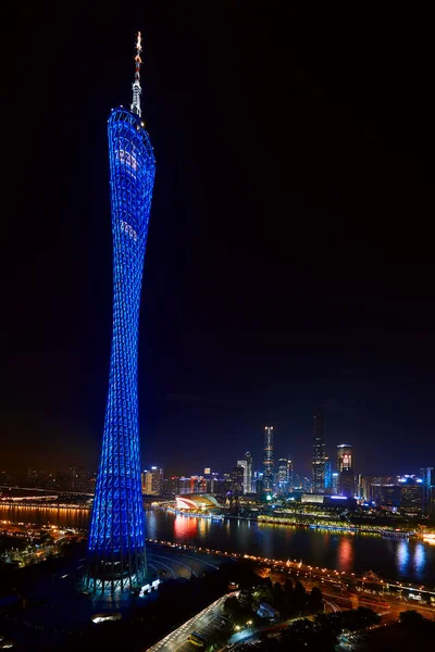 Guangzhou Canton Tower Officiellement Guangzhou Astronomical Sightseeing Tower Vue Nuit — Photo