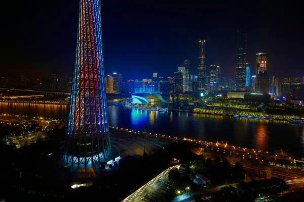 Guangzhou Canton Tower Formalmente Guangzhou Astronomical Sightseeing Tower Vista Nocturna —  Fotos de Stock