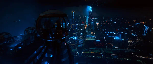 Éjszaka Lövés Gyönyörű Város Guangzhou Kína Canton Tower Kilátás — Stock Fotó