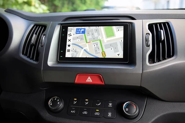 Touch Multimedia System Application Navigation Screen Car — Stock Photo, Image