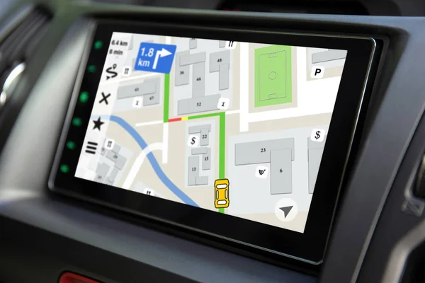 Sistema Multimediale Touch Con Navigazione Dell Applicazione Sullo Schermo Auto — Foto Stock