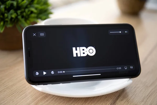 Apple iPhone 11 with HBO show on the screen — Stock Photo, Image