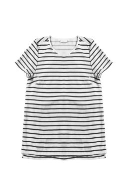 Siyah ve beyaz büyük boy t-shirt beyaz arka plan üzerinde çizgili.