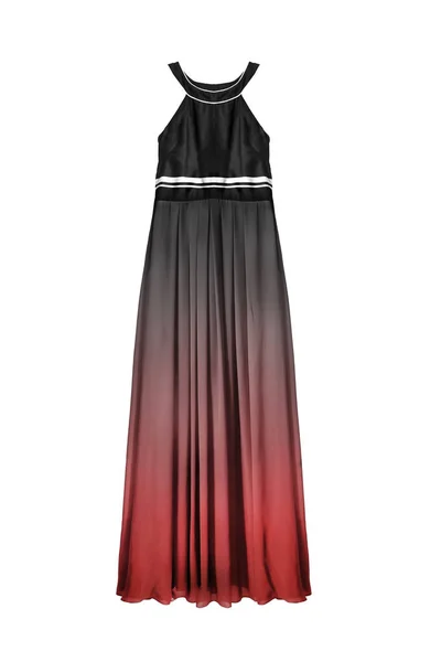 Long Halter Chiffon Black Red Dress Isolated White — Stock Photo, Image