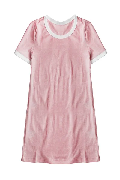 Pastell Rosa Basic Shirt Klänning Isolerade Över Vita — Stockfoto