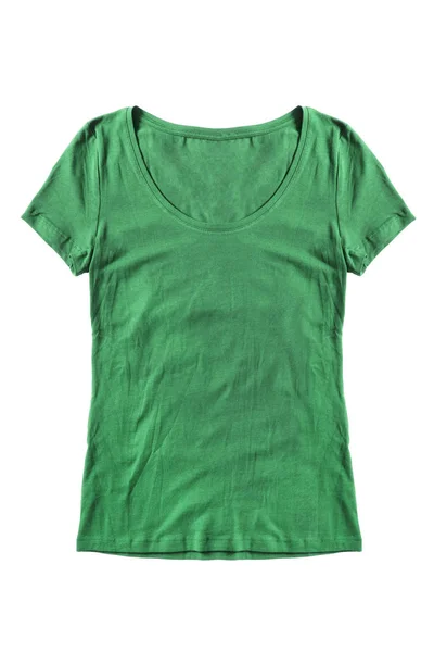 Einfaches Shirt Aus Grüner Baumwolle Isoliert Über Weißem Stoff — Stockfoto