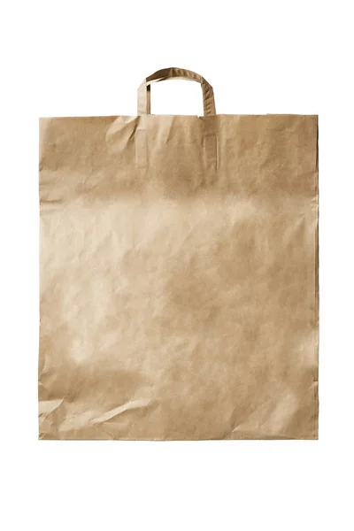空白棕色工艺纸袋被隔离在白色 — 图库照片