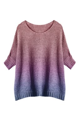 Büyük boy renkli örgü kazak beyaz bitti izole