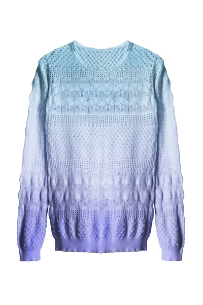 Blue Violet Ombre Knitted Pullover White Background — Stock Photo, Image