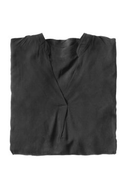 Beyaz bitti izole Foldede siyah ipek bluz