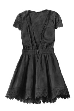 Zarif siyah dantelli elbise beyaz bitti izole alevlendi