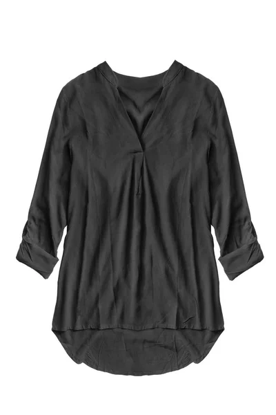 Chemisier Oversize Soie Noire Sur Fond Blanc — Photo