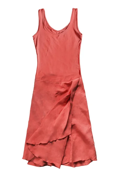 Red Silk Sleeveless Sundress Isolated White — Stock Photo, Image