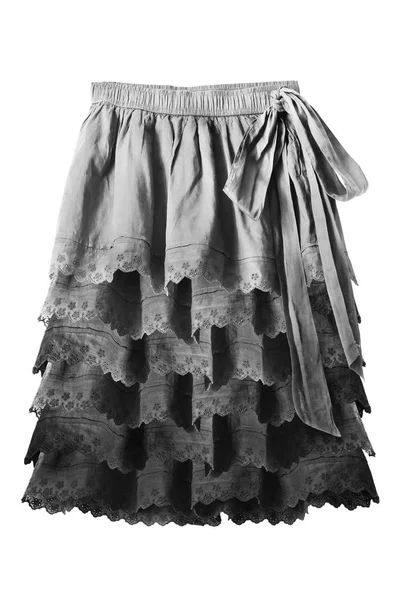 黑色和灰色贝尔奥伯尔 Ruches 裙隔离在白色 — 图库照片