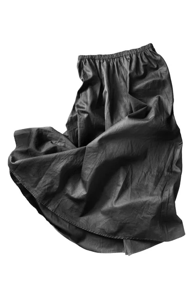 Black Crumpled Flared Skirt White Background — Stock Photo, Image