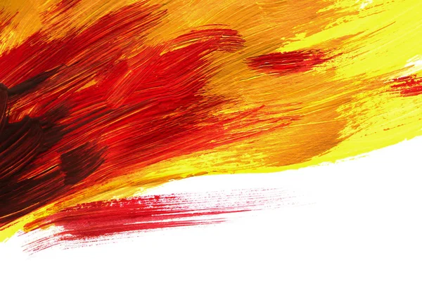 Abstract red and yellow paint brush strokes on white background