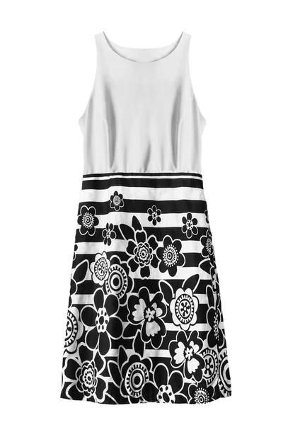 Beyaz arka planda siyah ve beyaz kolsuz sundress